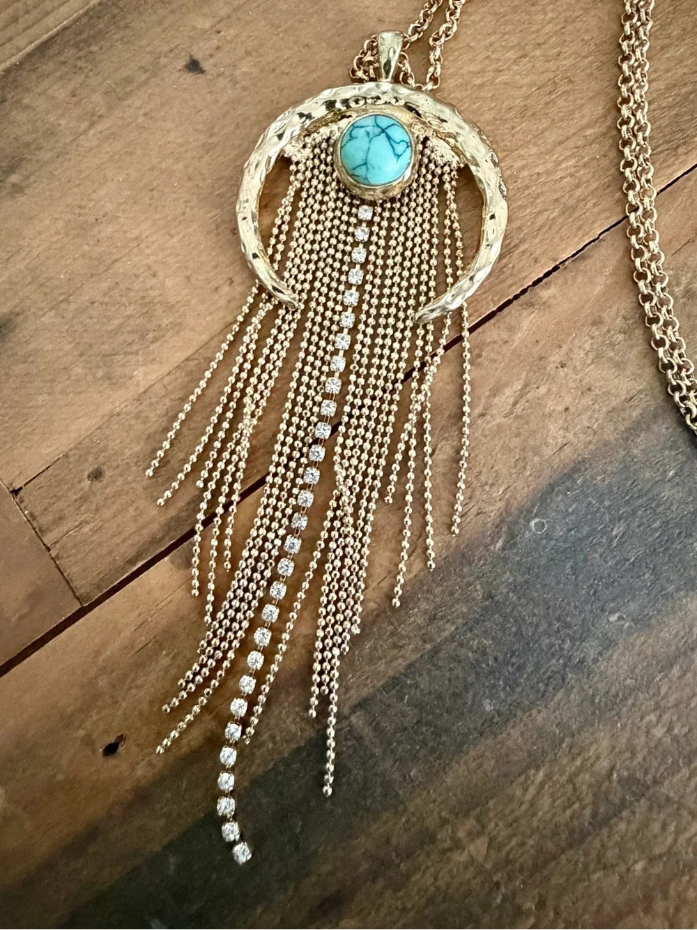 VINTAGE R.J. GRAZIANO GOLD/TONE NECKLACE WITH CRESCENT-SHAPED NAJA PENDANT